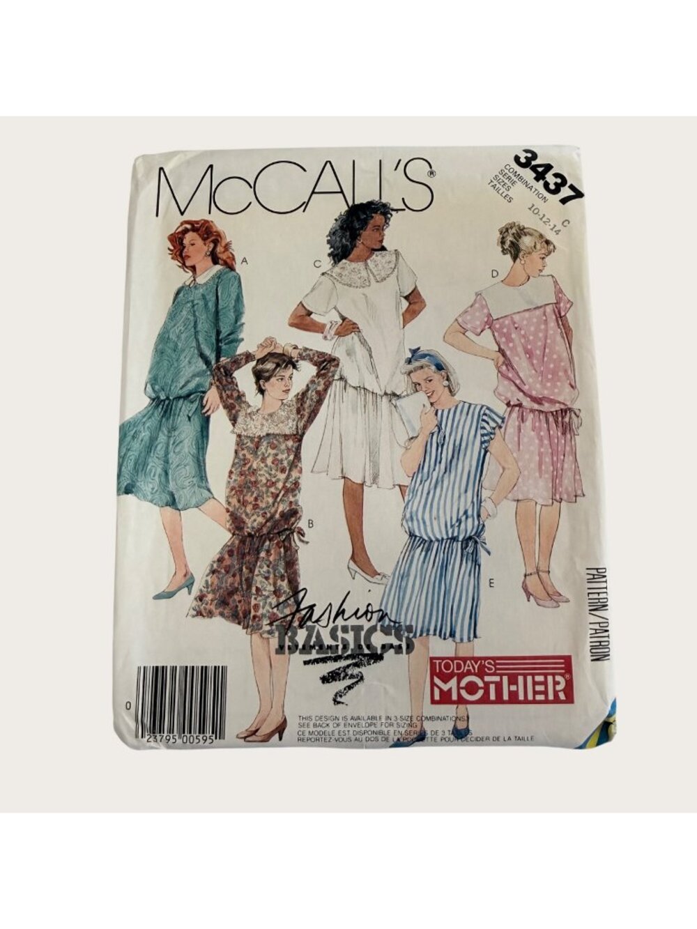 Vintage 1980s McCalls Sewing Pattern 3437 Misses Maternity Dress Size 10-14